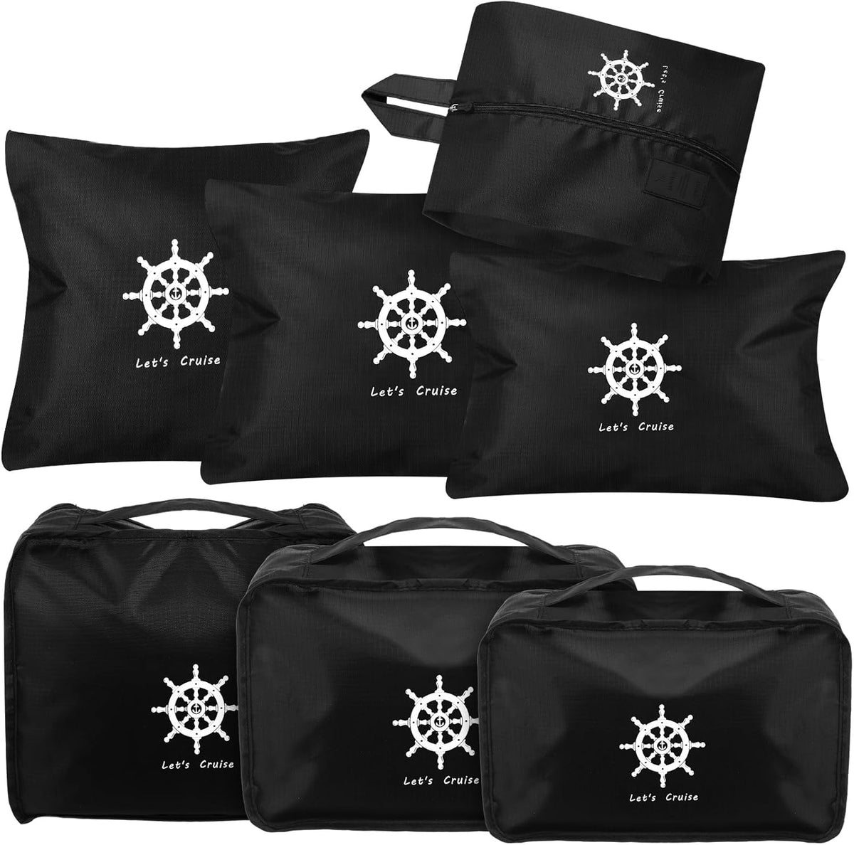 7 Pack Carnival Cruise Essentials 2026 Packing Cubes for Cruise Travel Accessories, Light Waterproof Luggage Organizer Bag Set for Suitcases Space-saving Packing Organizers, Black