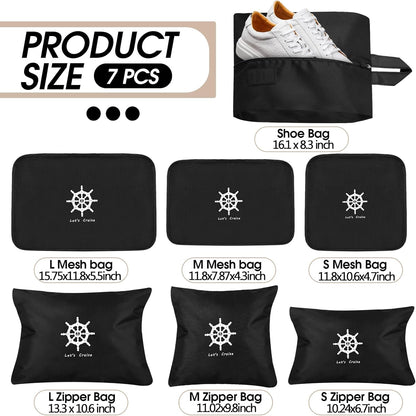 7 Pack Carnival Cruise Essentials 2026 Packing Cubes for Cruise Travel Accessories, Light Waterproof Luggage Organizer Bag Set for Suitcases Space-saving Packing Organizers, Black