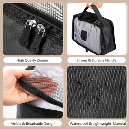 7 Pack Carnival Cruise Essentials 2026 Packing Cubes for Cruise Travel Accessories, Light Waterproof Luggage Organizer Bag Set for Suitcases Space-saving Packing Organizers, Black