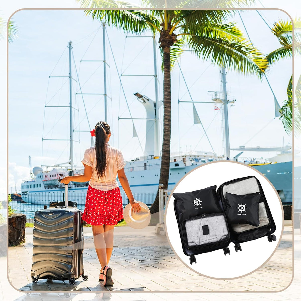7 Pack Carnival Cruise Essentials 2026 Packing Cubes for Cruise Travel Accessories, Light Waterproof Luggage Organizer Bag Set for Suitcases Space-saving Packing Organizers, Black