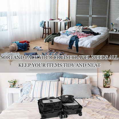 7 Pack Carnival Cruise Essentials 2026 Packing Cubes for Cruise Travel Accessories, Light Waterproof Luggage Organizer Bag Set for Suitcases Space-saving Packing Organizers, Black