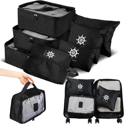 7 Pack Carnival Cruise Essentials 2026 Packing Cubes for Cruise Travel Accessories, Light Waterproof Luggage Organizer Bag Set for Suitcases Space-saving Packing Organizers, Black