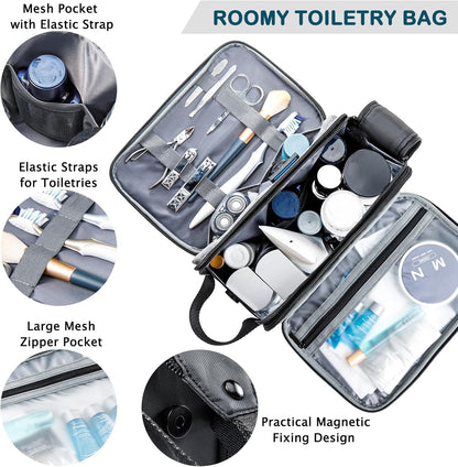 Large Toiletry Bag for Men, Women Travel Bag with Hanging Hook, Water-resistant Makeup Cosmetic Bag Shaving Kit Organizer, Bathroom Bag for Traveling