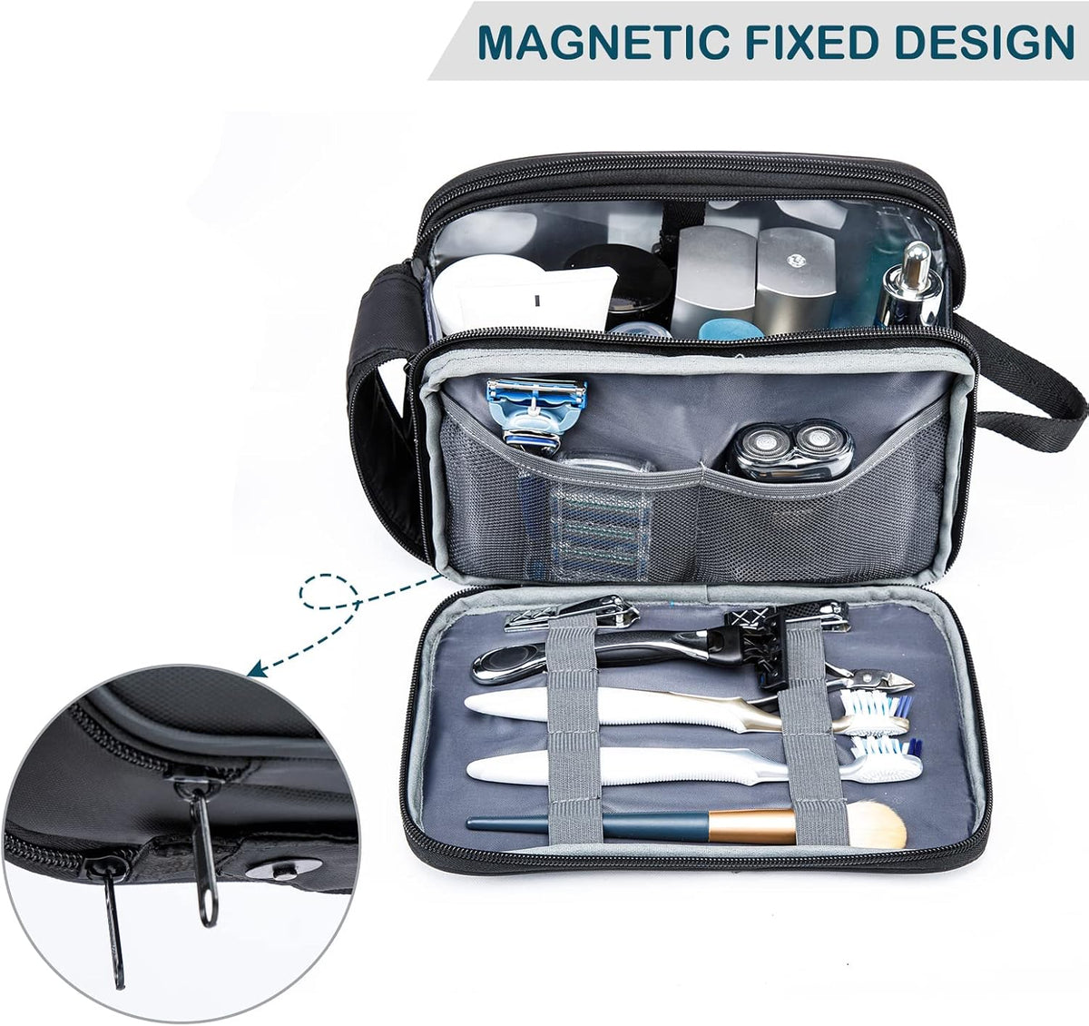 Large Toiletry Bag for Men, Women Travel Bag with Hanging Hook, Water-resistant Makeup Cosmetic Bag Shaving Kit Organizer, Bathroom Bag for Traveling