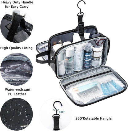Large Toiletry Bag for Men, Women Travel Bag with Hanging Hook, Water-resistant Makeup Cosmetic Bag Shaving Kit Organizer, Bathroom Bag for Traveling