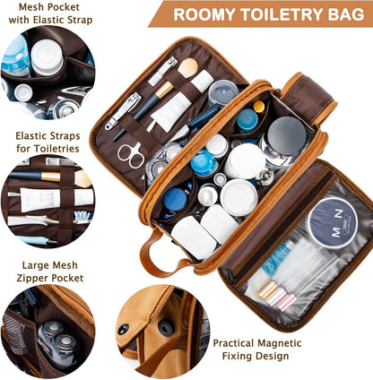 Large Toiletry Bag for Men, Women Travel Bag with Hanging Hook, Water-resistant Makeup Cosmetic Bag Shaving Kit Organizer, Bathroom Bag for Traveling