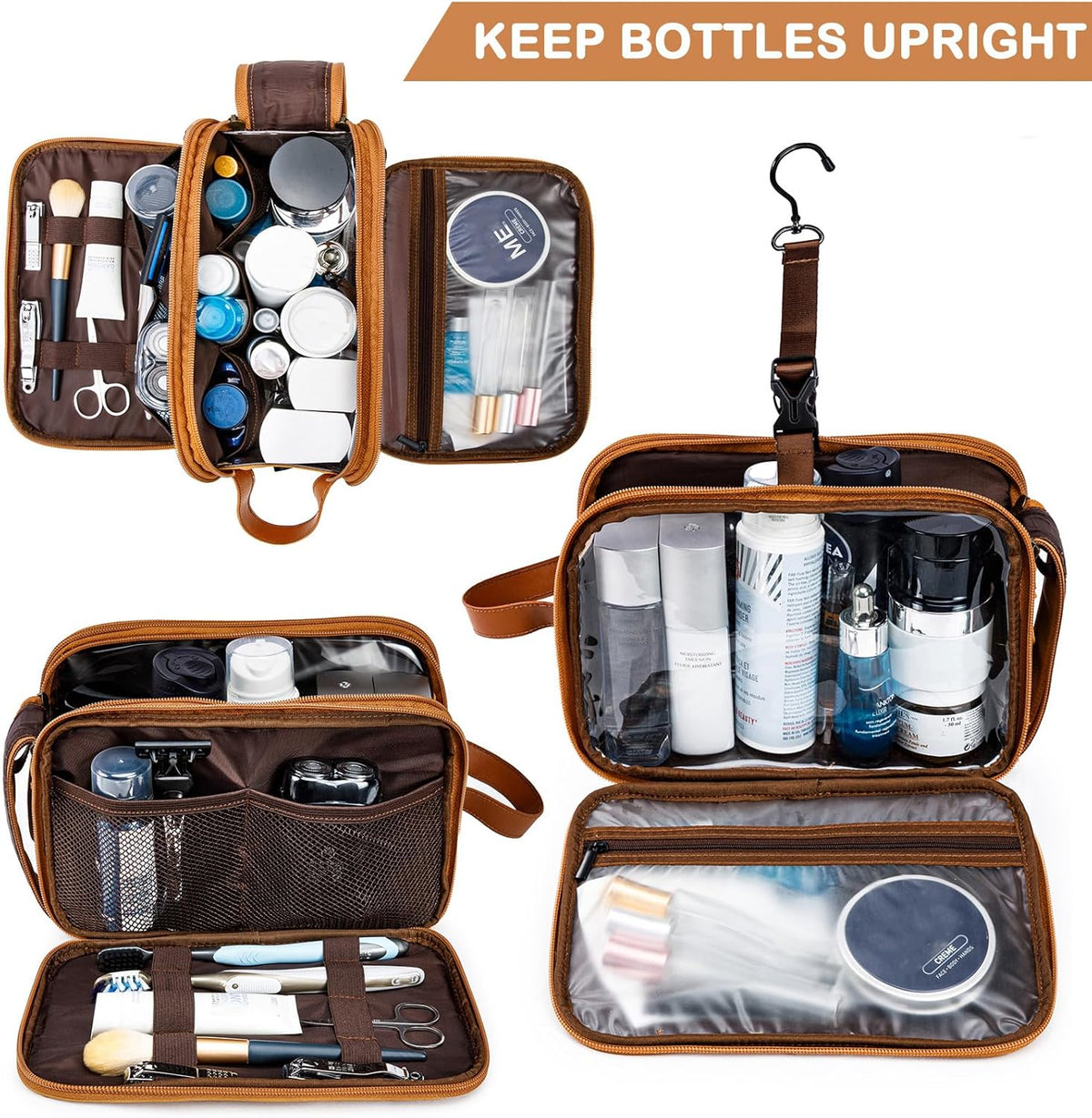 Large Toiletry Bag for Men, Women Travel Bag with Hanging Hook, Water-resistant Makeup Cosmetic Bag Shaving Kit Organizer, Bathroom Bag for Traveling