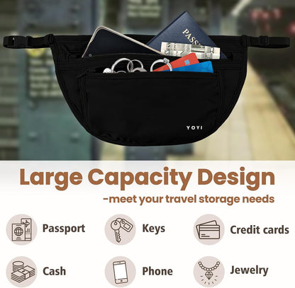 Anti-Theft Money Belt Waist Fanny Pack Hidden Passport Wallet