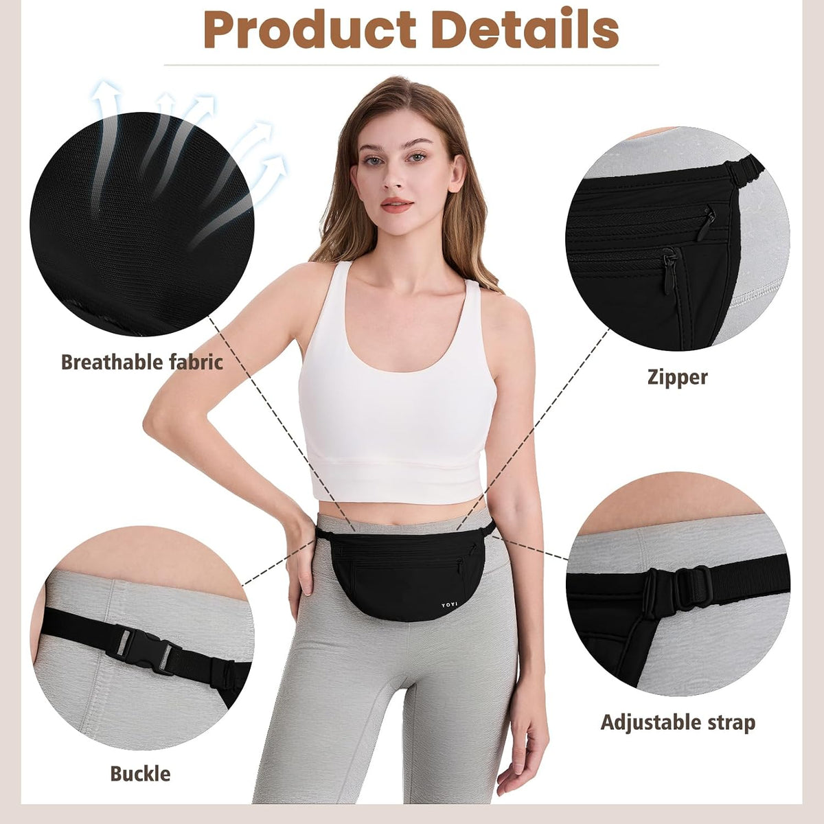 Anti-Theft Money Belt Waist Fanny Pack Hidden Passport Wallet
