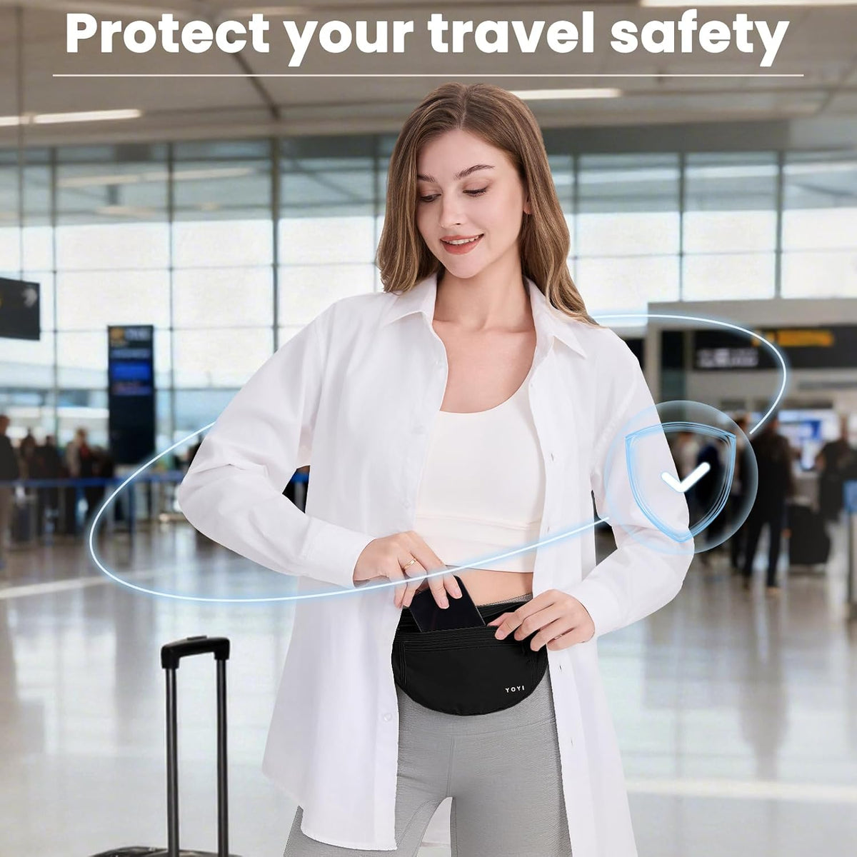 Anti-Theft Money Belt Waist Fanny Pack Hidden Passport Wallet