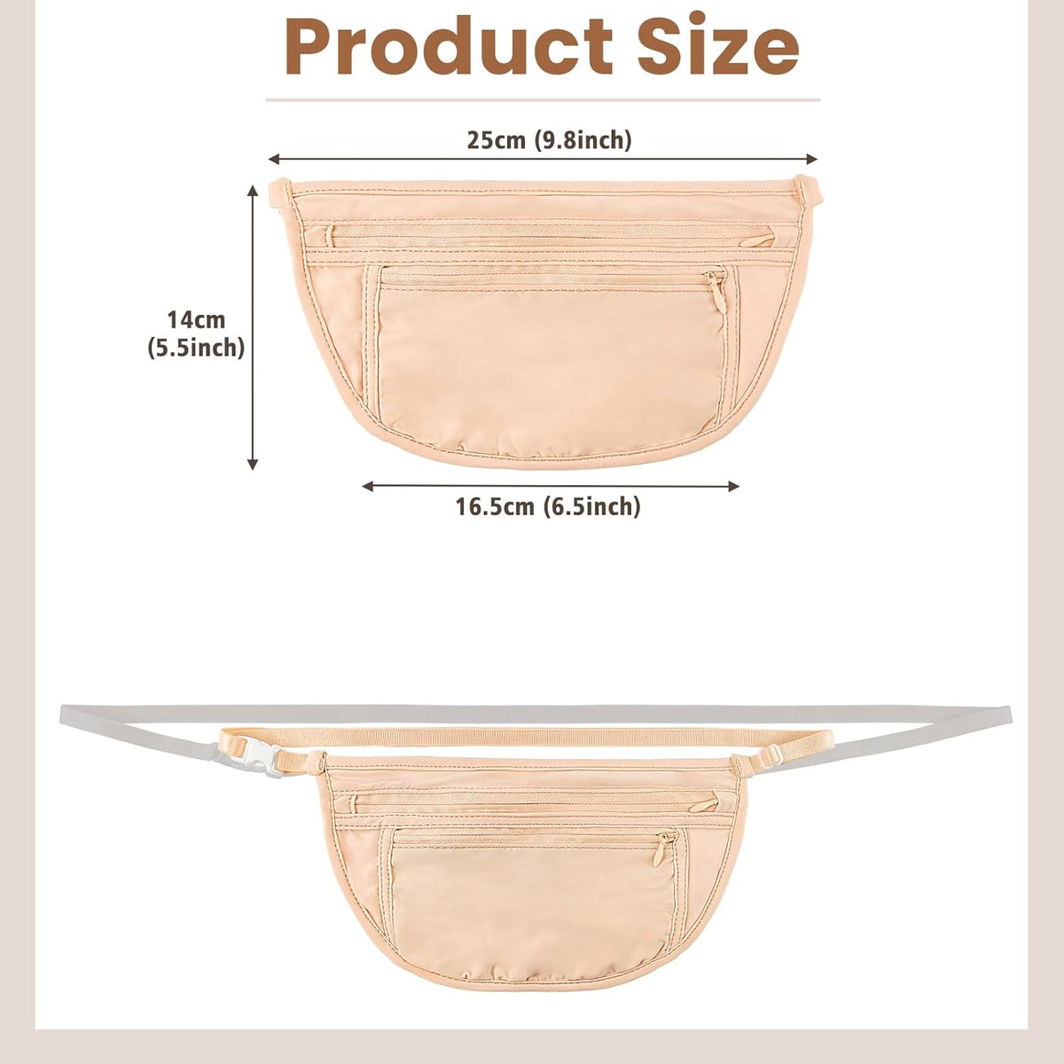 Anti-Theft Money Belt Waist Fanny Pack Hidden Passport Wallet