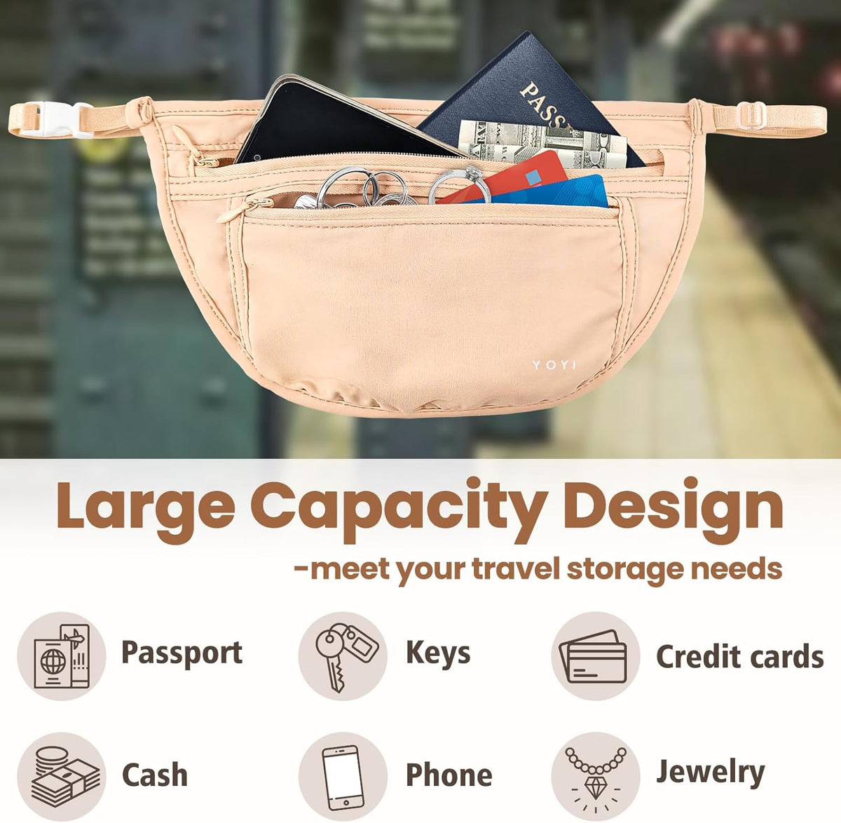 Anti-Theft Money Belt Waist Fanny Pack Hidden Passport Wallet