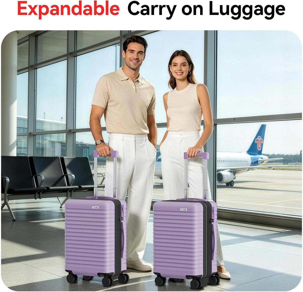 Carry On Luggage, Expandable PC HardShell Suitcase, Black, 20 in | Airline Approved, Wet and Dry Separation Pocket, TSA Lock, 360°Spinner Wheels, Charging Port, Cup and Phone Holder, 22x14x9