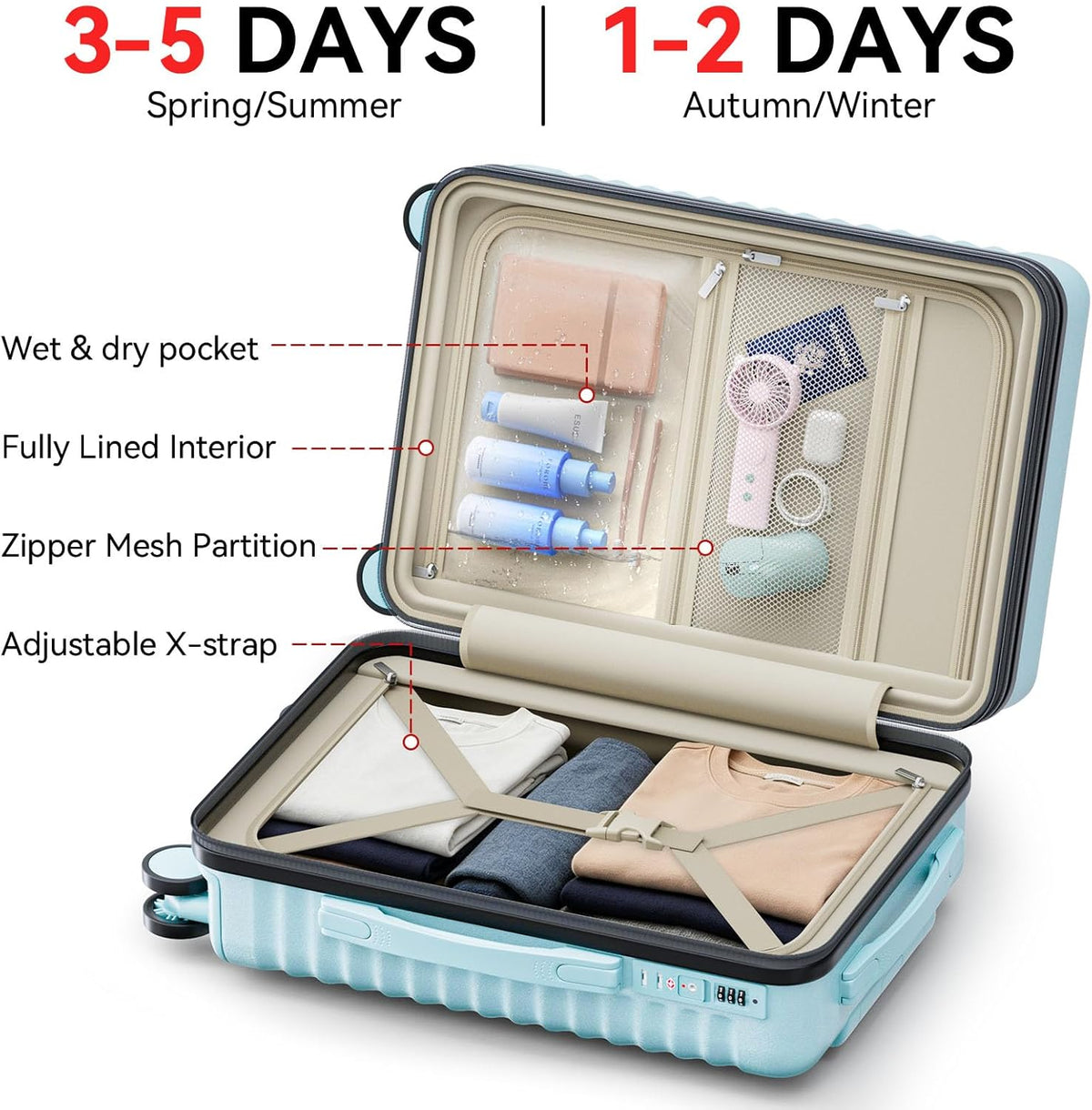 Carry On Luggage, Expandable PC HardShell Suitcase, Black, 20 in | Airline Approved, Wet and Dry Separation Pocket, TSA Lock, 360°Spinner Wheels, Charging Port, Cup and Phone Holder, 22x14x9