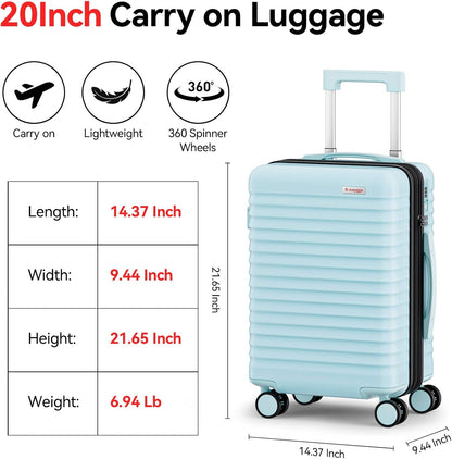 Carry On Luggage, Expandable PC HardShell Suitcase, Black, 20 in | Airline Approved, Wet and Dry Separation Pocket, TSA Lock, 360°Spinner Wheels, Charging Port, Cup and Phone Holder, 22x14x9