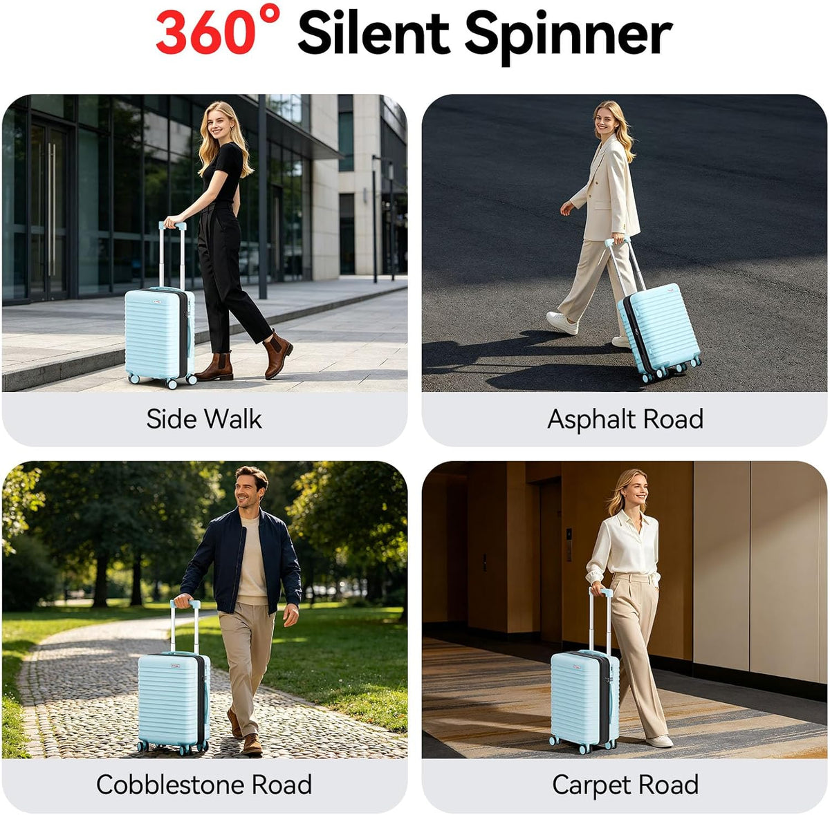Carry On Luggage, Expandable PC HardShell Suitcase, Black, 20 in | Airline Approved, Wet and Dry Separation Pocket, TSA Lock, 360°Spinner Wheels, Charging Port, Cup and Phone Holder, 22x14x9