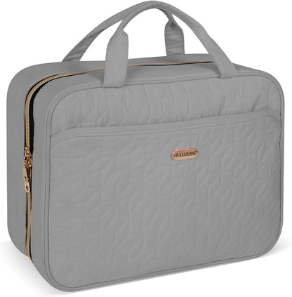 BALHLHG Toiletry Bag for Women with Hanging Hook, Medium Travel Makeup Organzier Bag, Water-resistant Cosmetic Travel Bag Toiletries Bag for Bathroom, Trip,Business, Greyblue