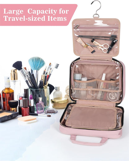 BALHLHG Toiletry Bag for Women with Hanging Hook, Medium Travel Makeup Organzier Bag, Water-resistant Cosmetic Travel Bag Toiletries Bag for Bathroom, Trip,Business, Greyblue