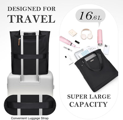 Convertible Laptop Backpack for Women Men Carry on Tote Backpack Teacher Bookbag for College Work Nurse Travel Leisure,16 Inch,Champagne Brown