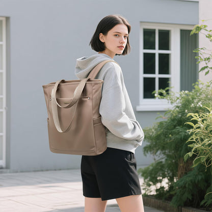 Convertible Laptop Backpack for Women Men Carry on Tote Backpack Teacher Bookbag for College Work Nurse Travel Leisure,16 Inch,Champagne Brown