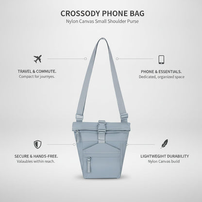 Travelers Crossbody Phone Bag Nylon Canvas Shoulder Purse for Hands-Free Essentials