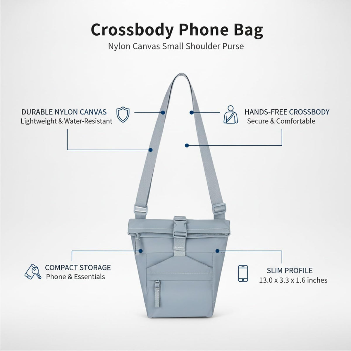Travelers Crossbody Phone Bag Nylon Canvas Shoulder Purse for Hands-Free Essentials