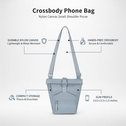 Travelers Crossbody Phone Bag Nylon Canvas Shoulder Purse for Hands-Free Essentials