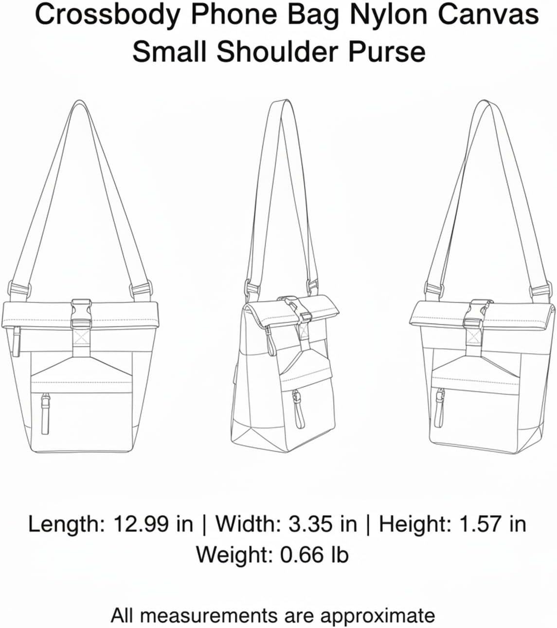 Travelers Crossbody Phone Bag Nylon Canvas Shoulder Purse for Hands-Free Essentials
