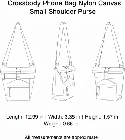 Travelers Crossbody Phone Bag Nylon Canvas Shoulder Purse for Hands-Free Essentials