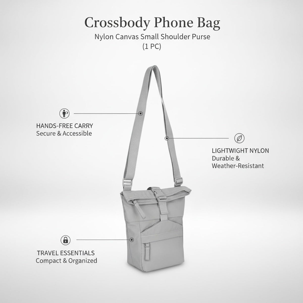 Travelers Crossbody Phone Bag Nylon Canvas Shoulder Purse for Hands-Free Essentials