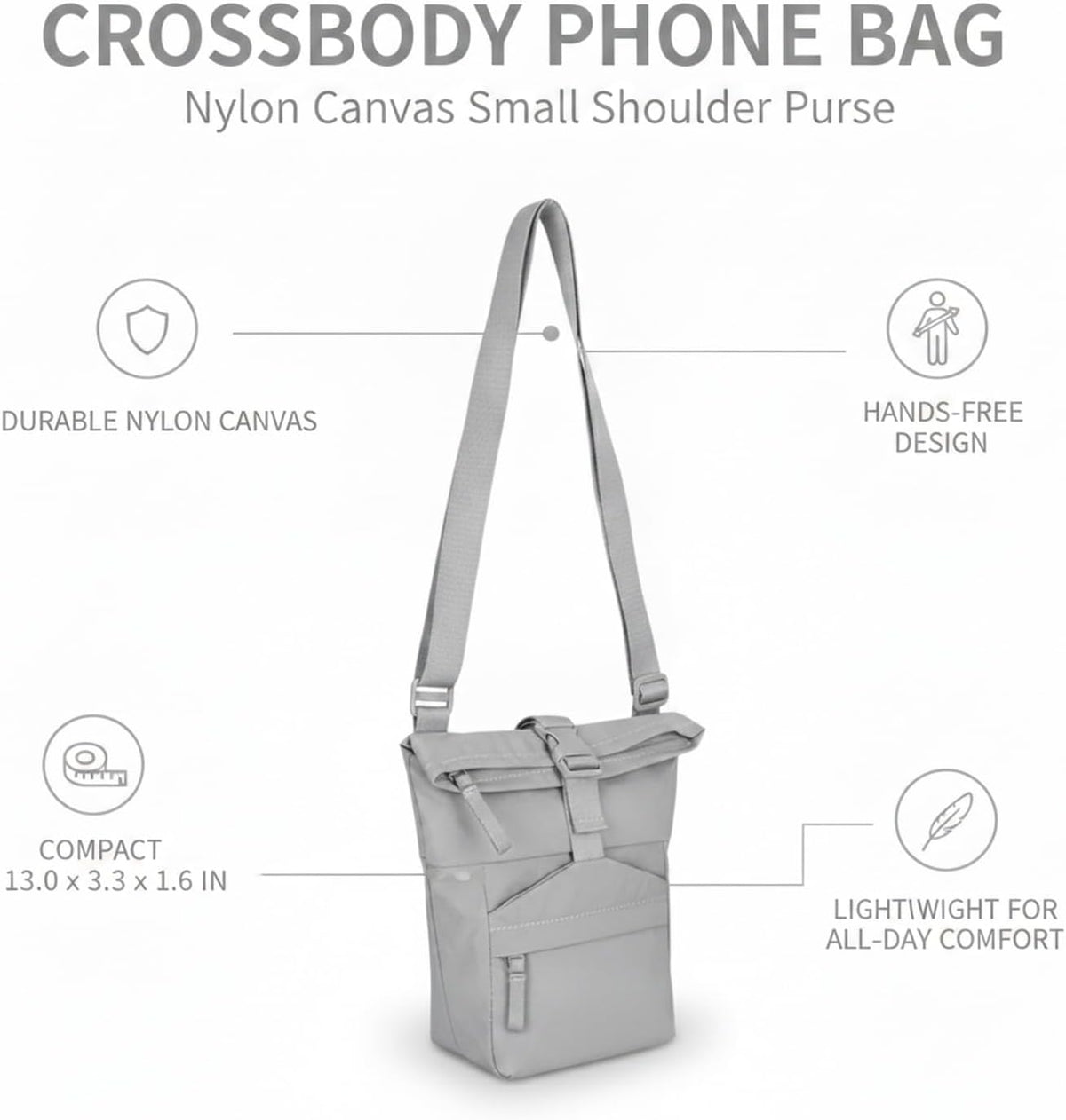 Travelers Crossbody Phone Bag Nylon Canvas Shoulder Purse for Hands-Free Essentials