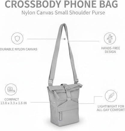 Travelers Crossbody Phone Bag Nylon Canvas Shoulder Purse for Hands-Free Essentials
