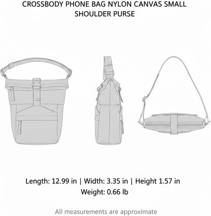 Travelers Crossbody Phone Bag Nylon Canvas Shoulder Purse for Hands-Free Essentials