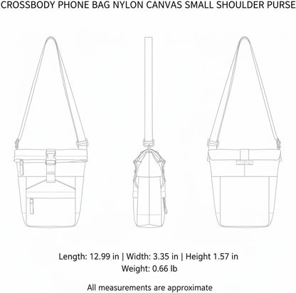 Travelers Crossbody Phone Bag Nylon Canvas Shoulder Purse for Hands-Free Essentials