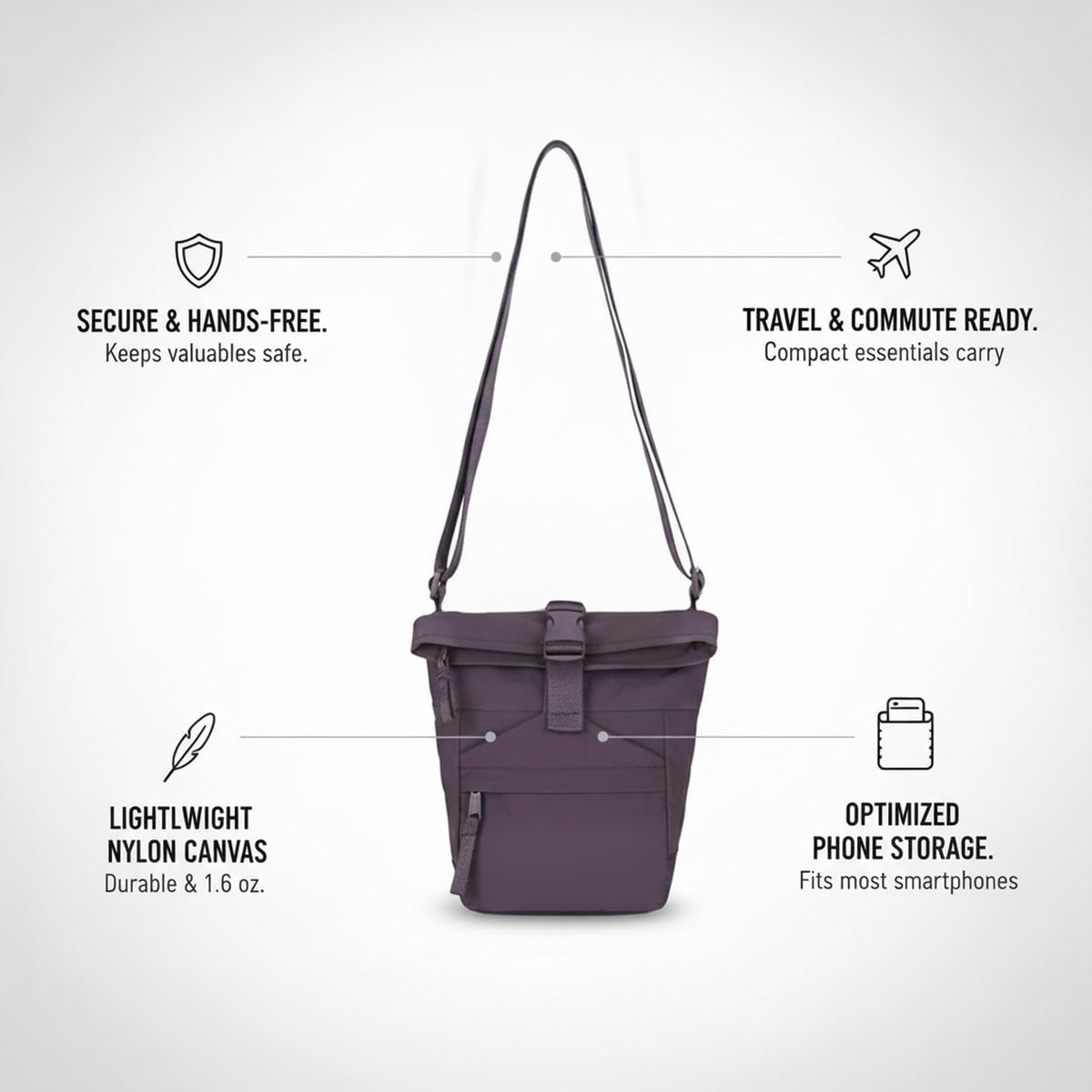 Travelers Crossbody Phone Bag Nylon Canvas Shoulder Purse for Hands-Free Essentials