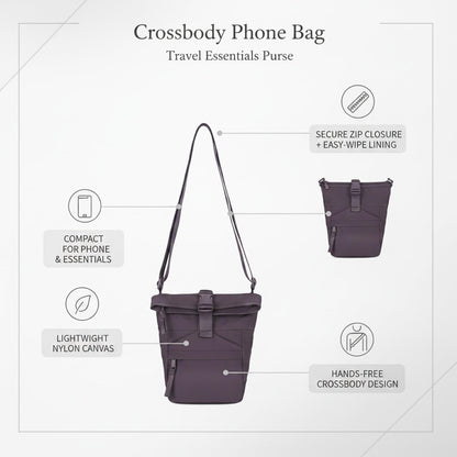 Travelers Crossbody Phone Bag Nylon Canvas Shoulder Purse for Hands-Free Essentials