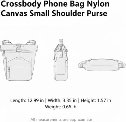 Travelers Crossbody Phone Bag Nylon Canvas Shoulder Purse for Hands-Free Essentials