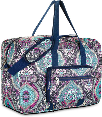 Travel Foldable Waterproof Duffel Bag - Lightweight Carry on Luggage Tote Duffel Bag(Black Floral)