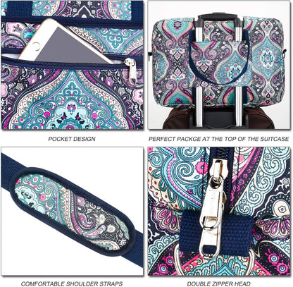 Travel Foldable Waterproof Duffel Bag - Lightweight Carry on Luggage Tote Duffel Bag(Black Floral)
