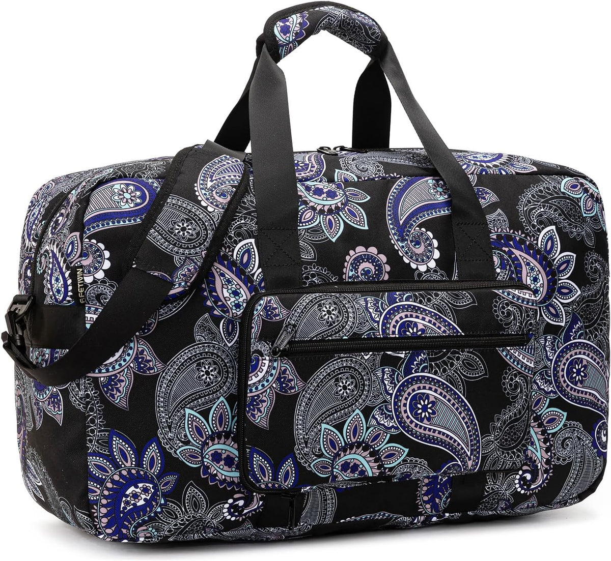 Travel Foldable Waterproof Duffel Bag - Lightweight Carry on Luggage Tote Duffel Bag(Black Floral)
