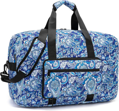 Travel Foldable Waterproof Duffel Bag - Lightweight Carry on Luggage Tote Duffel Bag(Black Floral)