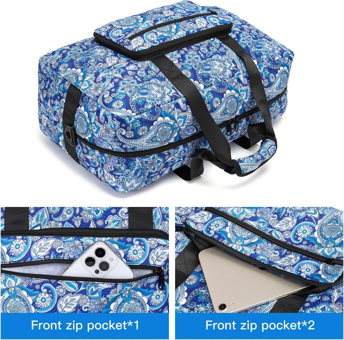 Travel Foldable Waterproof Duffel Bag - Lightweight Carry on Luggage Tote Duffel Bag(Black Floral)