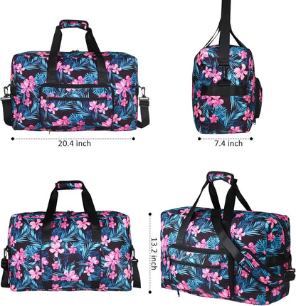 Travel Foldable Waterproof Duffel Bag - Lightweight Carry on Luggage Tote Duffel Bag(Black Floral)
