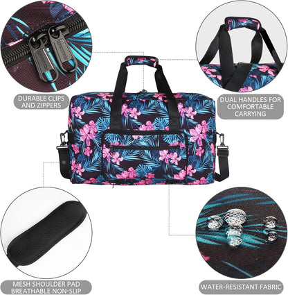 Travel Foldable Waterproof Duffel Bag - Lightweight Carry on Luggage Tote Duffel Bag(Black Floral)