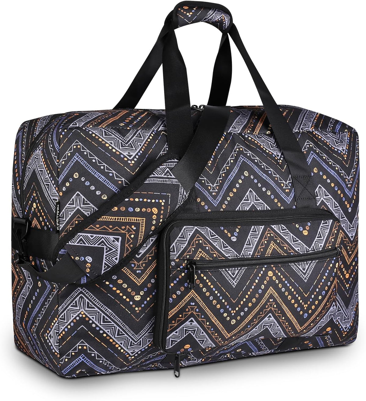 Travel Foldable Waterproof Duffel Bag - Lightweight Carry on Luggage Tote Duffel Bag(Black Floral)