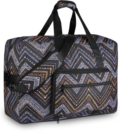 Travel Foldable Waterproof Duffel Bag - Lightweight Carry on Luggage Tote Duffel Bag(Black Floral)