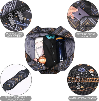 Travel Foldable Waterproof Duffel Bag - Lightweight Carry on Luggage Tote Duffel Bag(Black Floral)