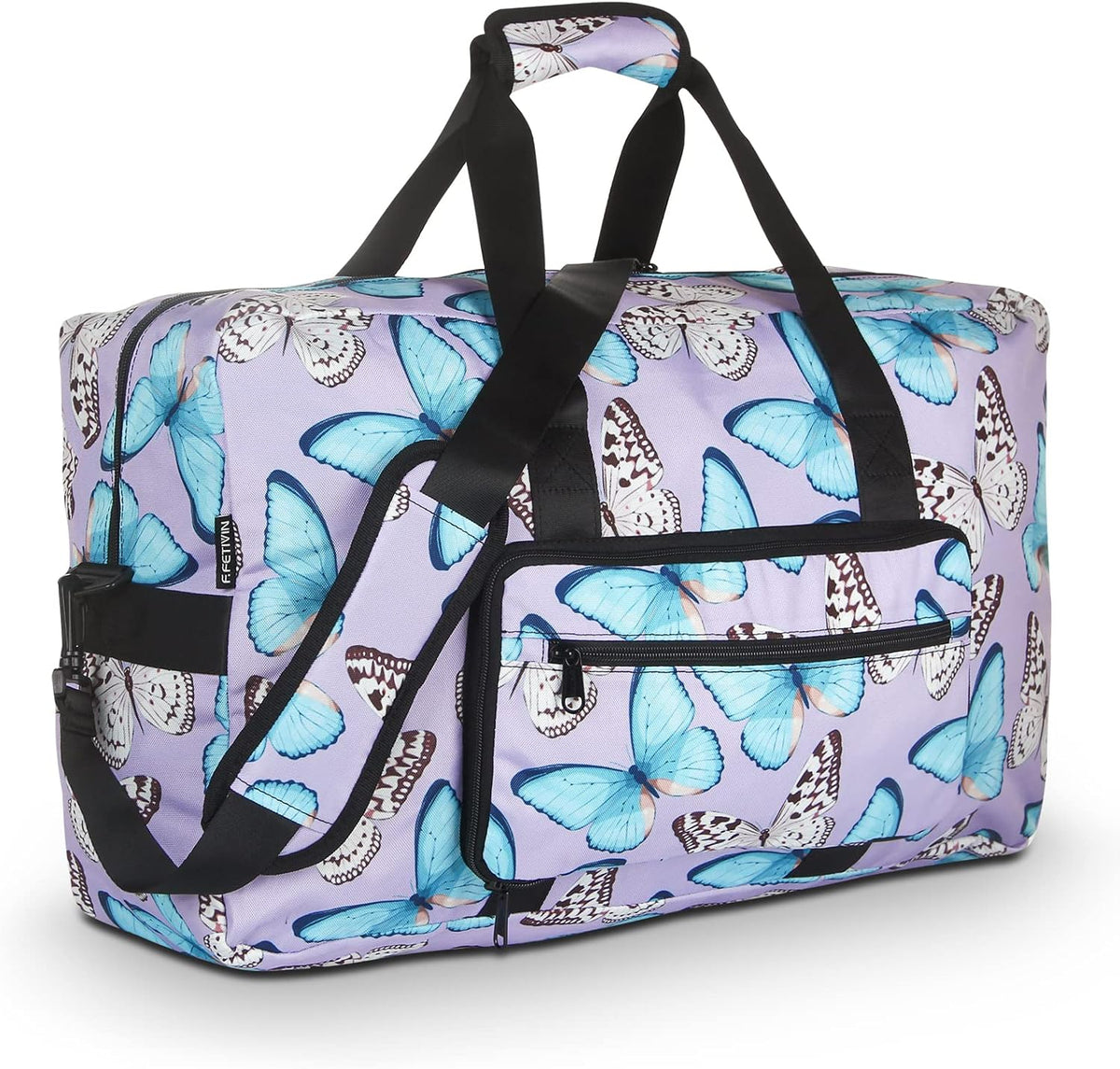 Travel Foldable Waterproof Duffel Bag - Lightweight Carry on Luggage Tote Duffel Bag(Black Floral)