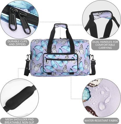 Travel Foldable Waterproof Duffel Bag - Lightweight Carry on Luggage Tote Duffel Bag(Black Floral)