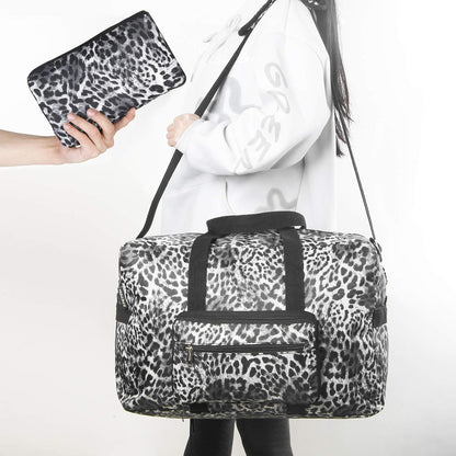 Travel Foldable Waterproof Duffel Bag - Lightweight Carry on Luggage Tote Duffel Bag(Black Floral)
